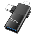 Переходник OTG Type-C/Lightning, HOCO, UA17, черный