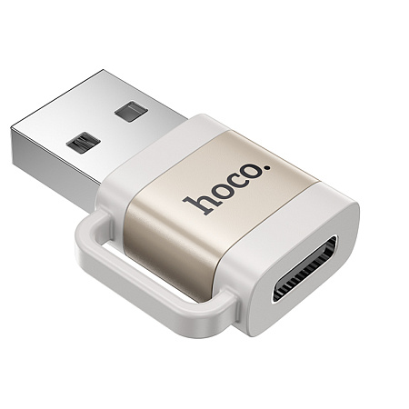 Переходник с USB (папа) на Type-C (мама), UA31D, HOCO, серый