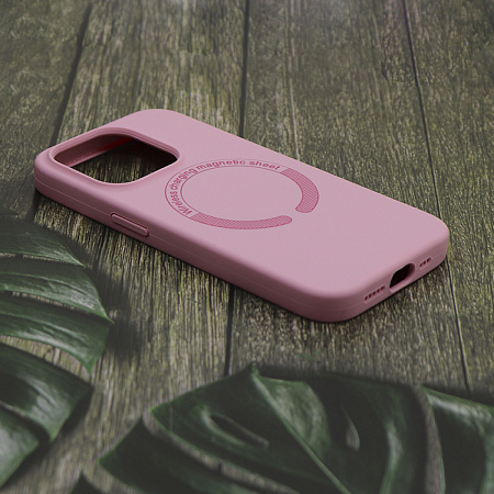 Чехол-накладка для iPhone 15 Pro, Silicon Case, магнитный (MagSafe), без лого, X-CASE, бледно-розовый