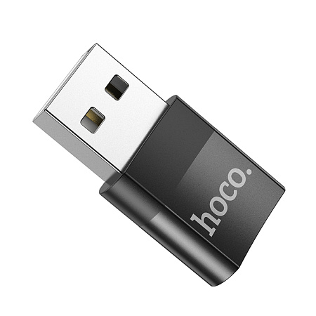 Переходник с USB (папа) на Type-C (Мама), HOCO, UA17, черный