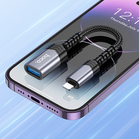Переходник с Lightning (папа) на USB-A (мама), HOCO, UA24