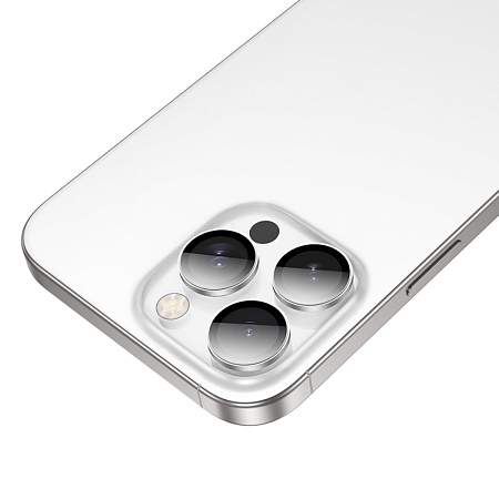 Защитное стекло для iPhone 16 Pro/16 Pro Max, V14, HOCO, на заднюю камеру, серебро