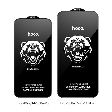 Защитное стекло на iPhone 13 (6.1)/13 Pro/14/16e, A777, HOCO, HD, черное
