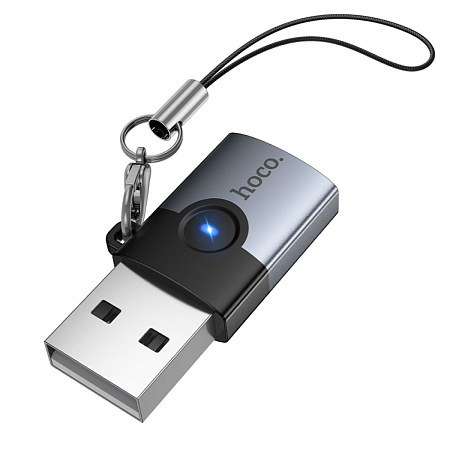 Переходник с USB 3.0 (папа) на Type-C (мама), UA46B, HOCO, серый