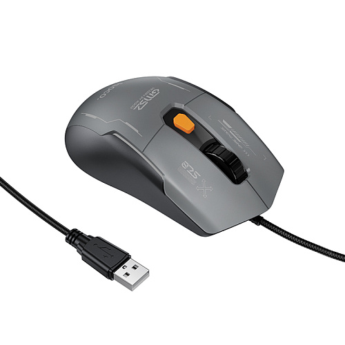 Проводная мышь игровая с RGB подсветкой, GM52, HOCO, вес 92 г, черный с серым
