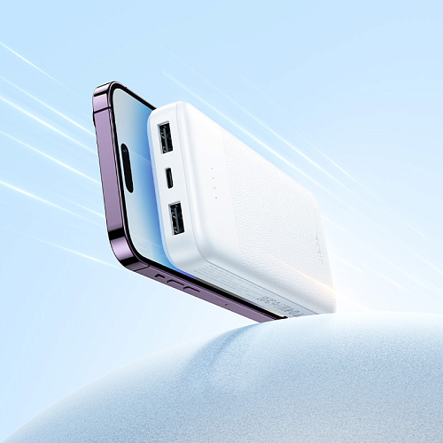 Универсальный Доп. Аккумулятор 10000mAh, J163, HOCO, выход: 2 USB, 1 PD (20W), кабель: Type-C, Lightning, Micro, белый