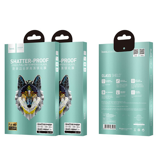 Защитное стекло для iPhone 6 Plus/6S Plus (A1), HOCO, Shatterproof edges, 3D, закруглённое, черное