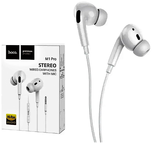 Проводные наушники M1 Pro Original series earphones, вакуумные с микрофоном, HOCO, белые