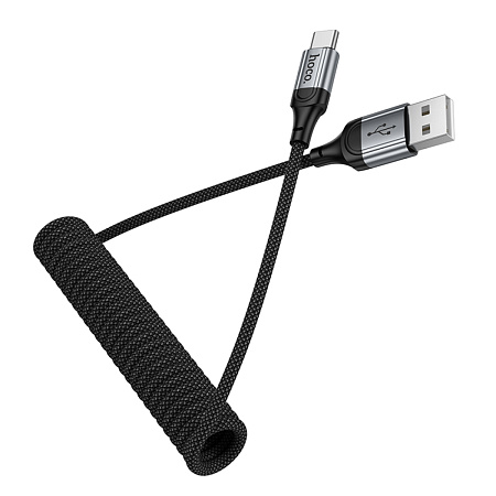 Usb кабель Type-C, HOCO, X121, витой, 1.5м, ток до 3A, черный