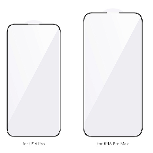 Защитное стекло для iPhone 16 Pro, G5, HOCO, Full screen silk screen HD tempered glass, черное