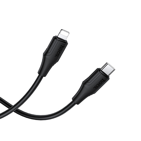 Кабель Lightning to Type-C (PD), HOCO, X124, 1м, силиконовый, 27W, черный