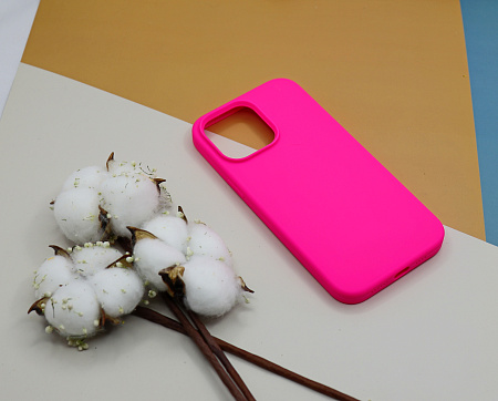 Чехол-накладка для iPhone 14 Pro Max, Silicon Case, без лого, ярко-розовый