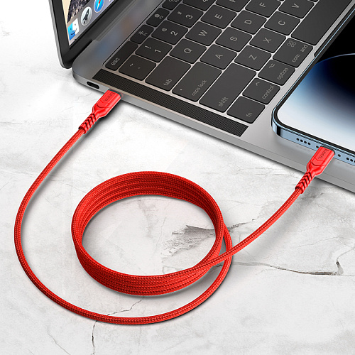 Кабель Lightning to Type-C (PD), HOCO, X59, 1м, красный