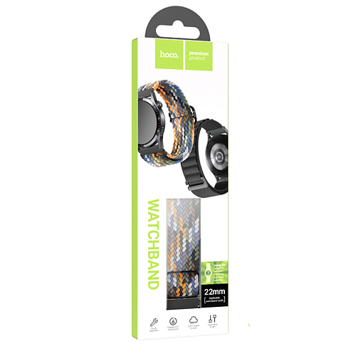 Ремешок на руку универсальный для умных часов 20мм, HOCO, WH03, нейлоновый, камуфляж семи цветов