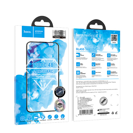 Защитное стекло на iPhone 12 (6.1)/12 Pro (6.1) A34, HOCO, 9D large arc dustproof glass, черное
