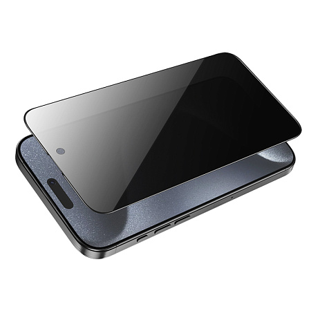 Защитное стекло для iPhone 16 Pro, G18 Plus, HOCO, Shield full screen anti-spy tempered glass, черное
