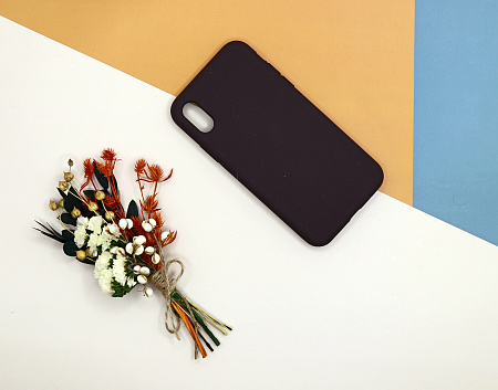 Чехол-накладка для iPhone X/XS, Silicon Case, без лого, какао