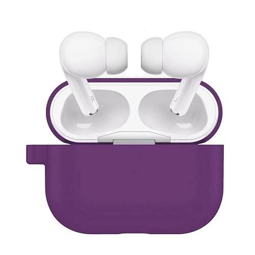 Чехол силиконовый для Airpods Pro/Pro 2, X-CASE, фиолетовый с карабином