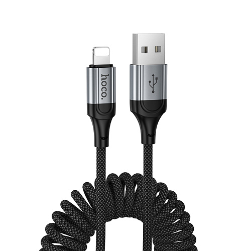 USB дата кабель Lightning, HOCO, X121, витой, длина 1.5м, черный