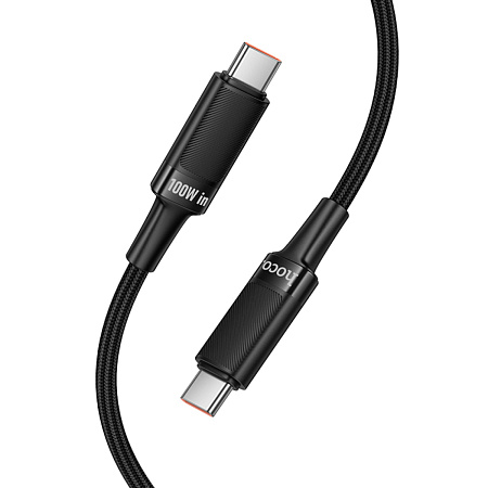 Кабель Type-C на Type-C, HOCO, U153, 100W, 1.2м, многопротокольный, черный