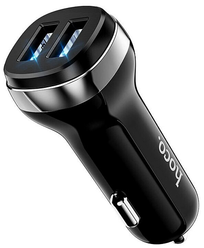 Автомобильное зарядное устройство, 2 USB 2.4A (Z40), usb cable micro, HOCO, черный