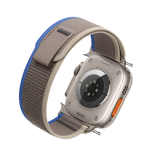 Ремешок на руку для Apple Watch 44/45/46/49 мм, HOCO, WA14, нейлоновый, синий с серым