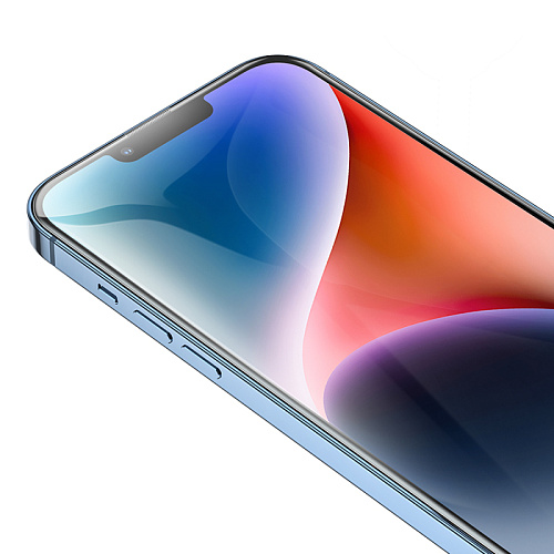 Защитное стекло на iPhone 13 Pro Max/14 Plus (6.7), носорог, с сеточкой для динамика, черное, X-CASE