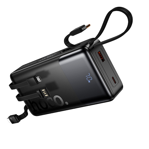 Универсальный Доп. Аккумулятор 20000mAh, J156A, HOCO, выход: 1 USB, 1 PD (20W), кабель: Type-C, Lightning, Micro, черный
