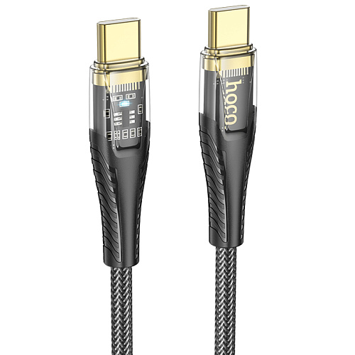 Кабель Type-C на Type-C, HOCO, U121, 60W, 1.2м, прозрачный черный