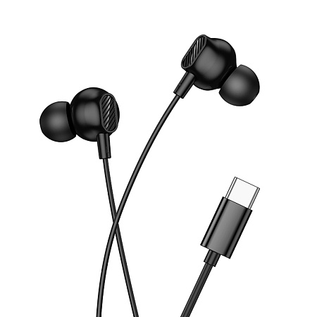 Проводные наушники M117, с микрофоном, Type-C, HOCO, вакуумные, черные