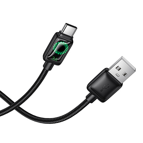 USB Кабель Type-C, HOCO, U146, 1.2 метра, с дисплеем, цвет черный, ток до 3А