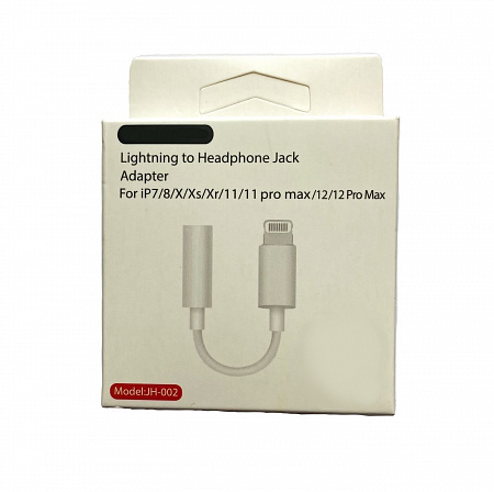Переходник Lightning to наушники Jack, с bluetooth, музыка+разговор, GL032/JH-002, белый