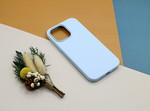Чехол-накладка для iPhone 14 Pro Max, Silicon Case, без лого, небесно-голубой