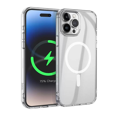 Чехол для iPhone 15 Pro усиленная защита от удара, Магнитный (MagSafe), Magnetic series, HOCO, прозрачный