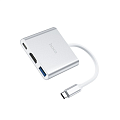 USB Хаб (HB14) c 1 Type-C на USB 3.0+HDMI+PD, HOCO, серебро