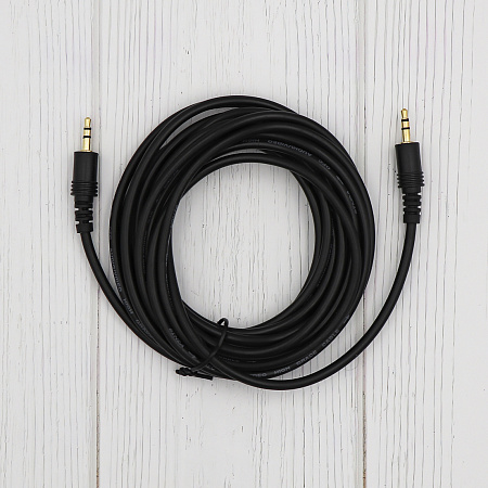 AUX Audio кабель 3,5 мм папа- 3,5 мм папа, 5 метров, цвет черный