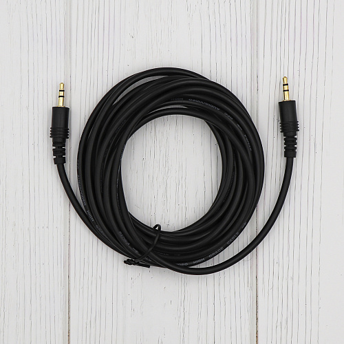 AUX Audio кабель 3,5 мм папа- 3,5 мм папа, 5 метров, цвет черный