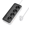 Сетевой фильтр на 4 розетки+3 USB+1 PD, 1.5 м, AC21, Sunlight, HOCO, черный