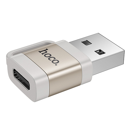 Переходник с USB (папа) на Type-C (мама), UA31D, HOCO, серый