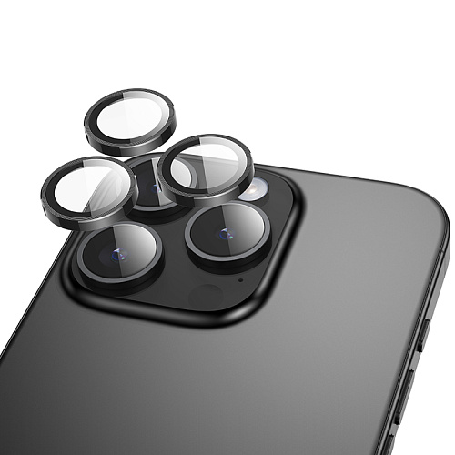 Защитное стекло для iPhone 16 Pro/16 Pro Max, V12 Plus, HOCO, на заднюю камеру, черный