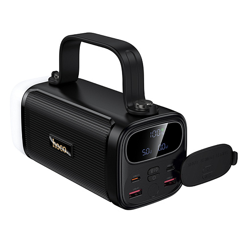Универсальный Доп. Аккумулятор 40000mAh, J174, HOCO, выход: 1 USB (22.5), 1 PD (20W), с двумя лампами, черный