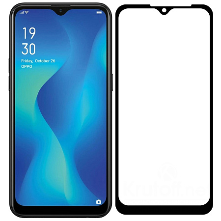 Защитное стекло на Oppo A1k, 9D, черный, X-CASE