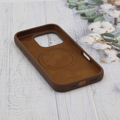 Чехол-накладка для iPhone 16 Pro Max, Silicon Case, магнитный (MagSafe), без лого, X-CASE, коричневый