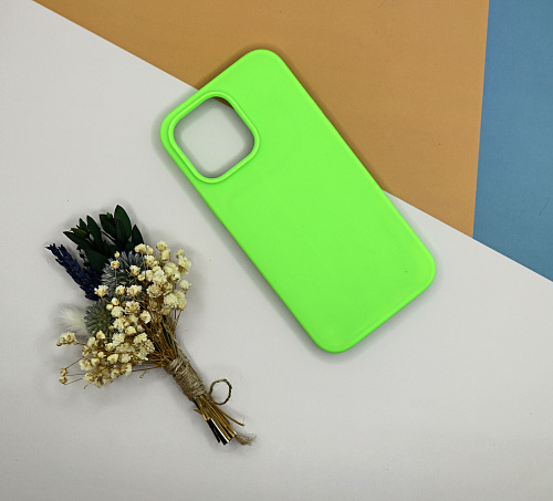 Чехол-накладка для iPhone 14 Pro Max, Silicon Case, без лого, ярко-зеленый