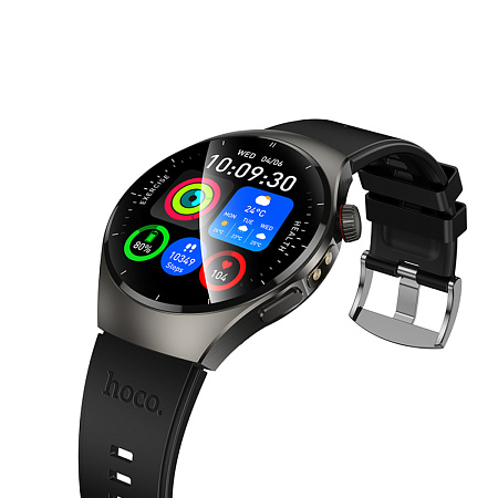 Умные часы Y40 Smart watch Hoco с поддержкой звонков, 2 ремешка в комплекте, черные