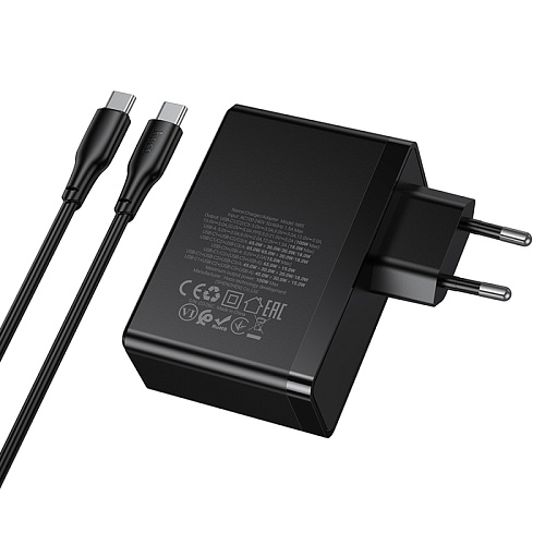 Сетевое зарядное устройство, 3 PD 65W/30W + 1 USB 18W (N85), HOCO, Type-C to Type-C, черный