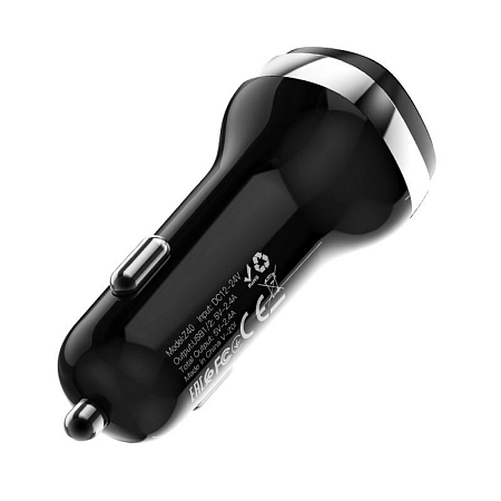 Автомобильное зарядное устройство, 2 USB 2.4A (Z40), HOCO, черный