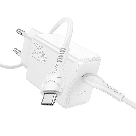 Сетевое зарядное устройство, 1 PD 20W (N68), HOCO, Type-C to Type-C, белый