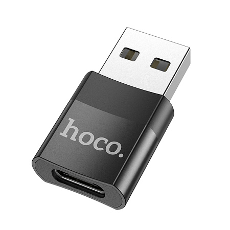 Переходник с USB (папа) на Type-C (Мама), HOCO, UA17, черный