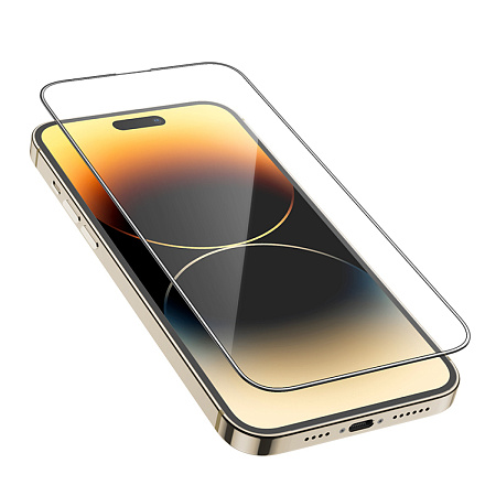 Защитное стекло для iPhone 14 Pro Max, G5, HOCO, Full screen silk screen HD tempered glass, черное
